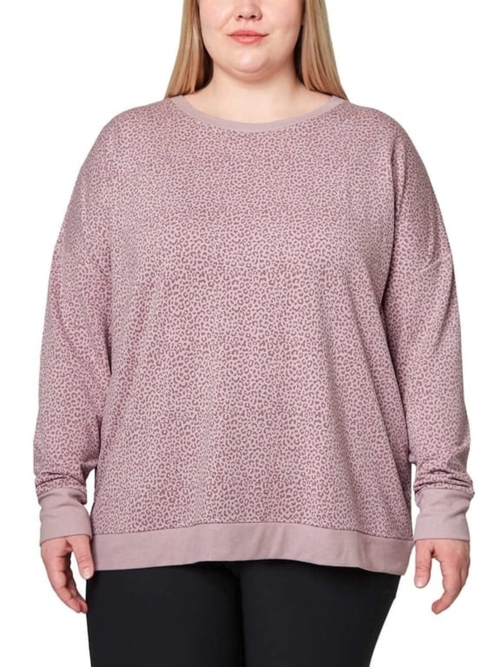 Mondetta Lightweight Printed Active Lounge Pullover Sweatershirt Mauve Pink XXL